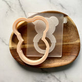 Baby Rattle Bear Knit Texture Cookie Embosser Stamp and Cutter