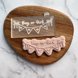Boy or Girl Bunting Cookie Embosser Stamp and Cutter