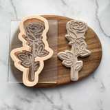 Rose - Cookie Debosser Stamp with optional matching cutter