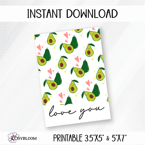 Printable Avocado Cards For Cookies Valentine's Day | Instant Download | Print from Home