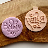 Baby boy embosser cookie cutter for baby shower and new born parties.