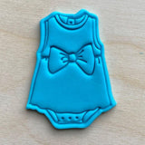 Baby girl dress with bow fondant embosser stamp for cakes, cupcake and biscuits.