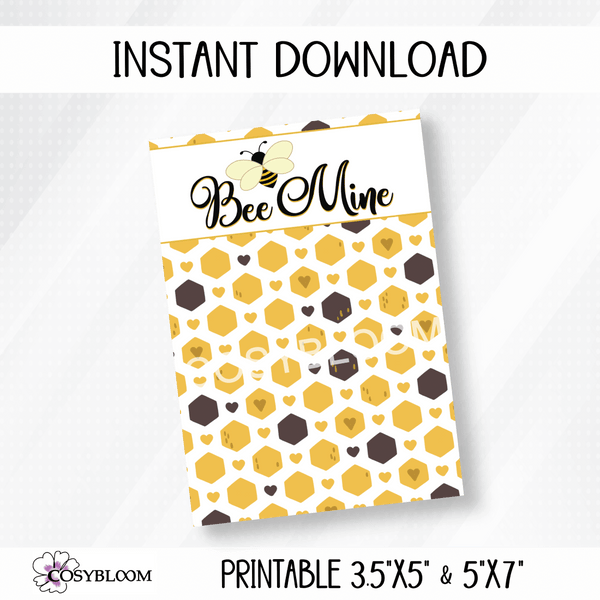 Printable Bee Mine Cards For Cookies Valentine's Day | Instant Download | Print from Home