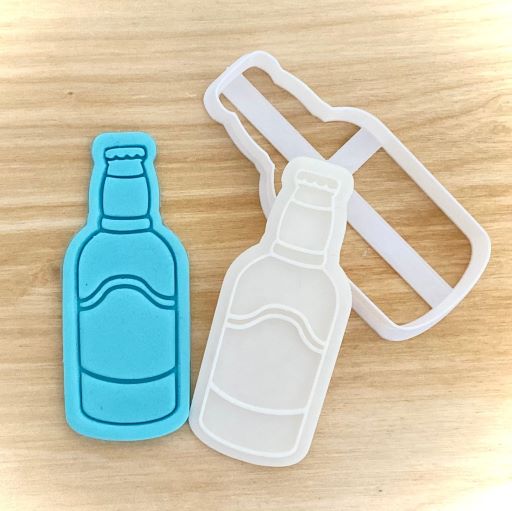 Beer bottle fondant cookie stamp and cutter for father's day