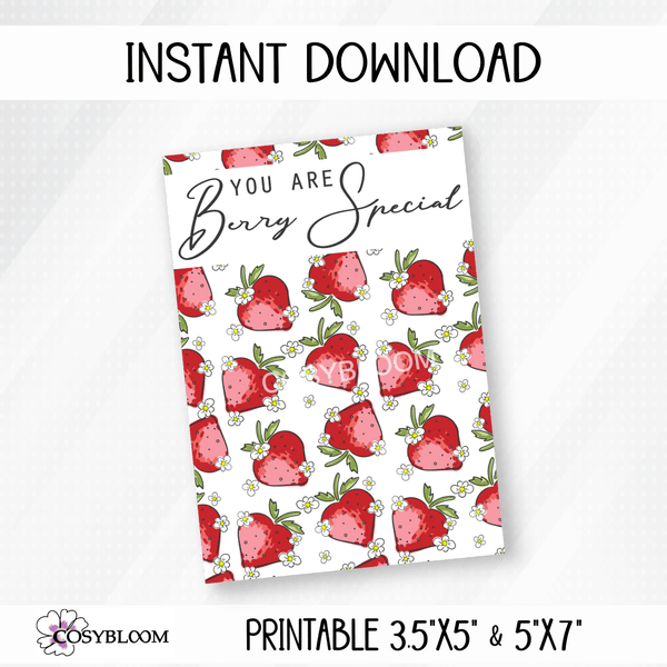Strawberry Printable Cookie Cards