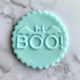 Boo Halloween bat fondant outbosser stamp.