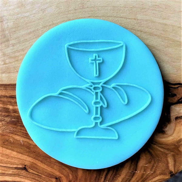 Bread and wine holy communion fondant outbosser cookie stamp.