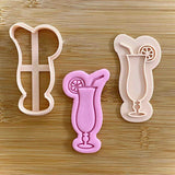 Cocktail glass bachelorette cookie embosser cutter for cupcakes, biscuits and cakes.
