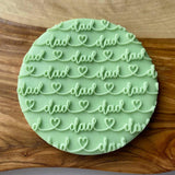 Dad text with hearts fondant impression stamp specially made for father's day