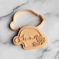 Elf hat embosser cookie cutter and stamp. The 3D fondant stamp is made from food safe PLA, a plant derived bio plastic.