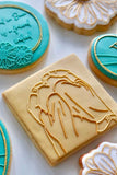 Biscuits outbosser stamp with Friends who are making a heart shape with their hands.