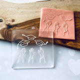 Graduation hands throwing graduation hats debosser cookie stamp