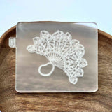 Hand Handle Fan that seems like a peacock feather fan cookie outbosser stamp for cake, cupcakes, biscuits and cookies.