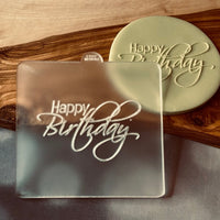 Happy Birthday cookie debosser stamp food safe frosted acrylic