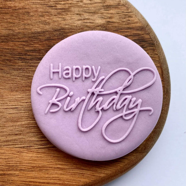 Happy Birthday fondant popup cookie stamp for cupcake, biscuits, cakes