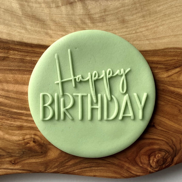 Happy Birthday fondant 3D cookie stamp for cupcake, cakes and biscuits