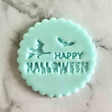 Happy Halloween witch fondant embosser cookie stamp.