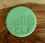 Christmas POPup Debosser Stamp. Merry Christmas Cupcake Topper. Christmas Fondant Embosser