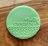 Christmas POPup Debosser Stamp. Merry Christmas Cupcake Topper. Christmas Fondant Icing Decoration