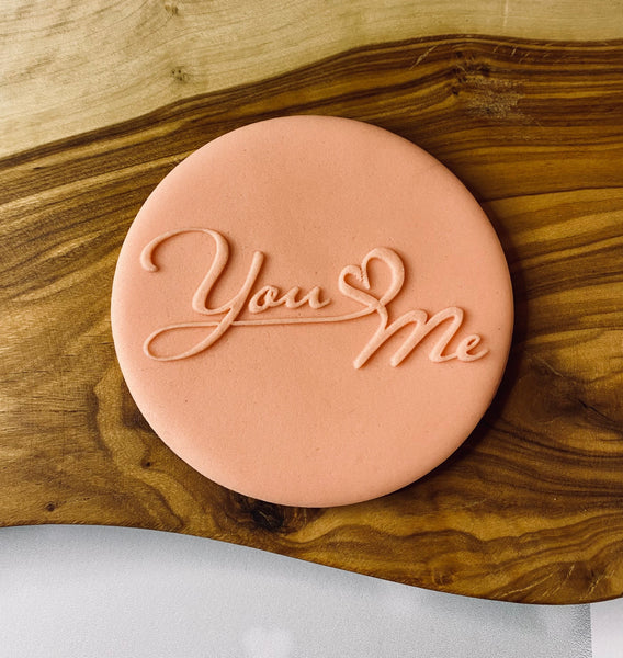 Valentine’s Day Outbosser Stamp. You and Me Fondant Icing Cupcake Decorating