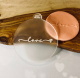 Love Text Outbosser Stamp. Valentine’s Day Fondant Icing Cupcake Decorating