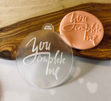 You Complete Me Outbosser Stamp. Valentine’s Day Fondant Icing Cupcake Decorating