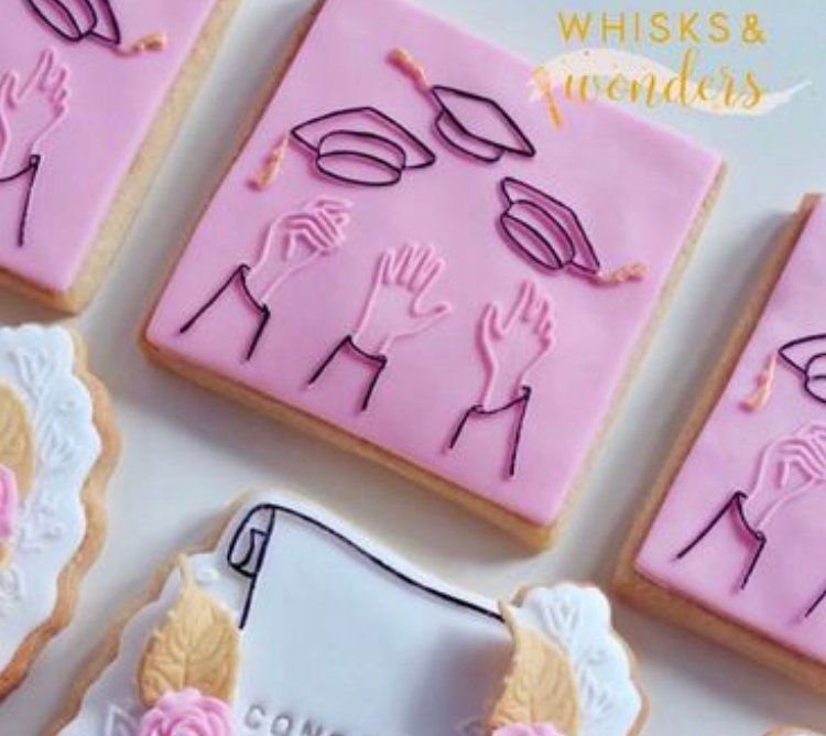 Graduation Hands Throwing Hats Cookie Debosser Stamp CosyBloom