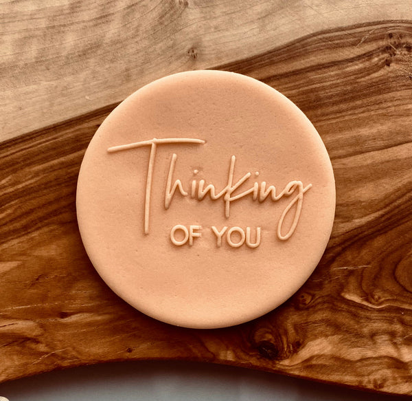 Thinking of You Outbosser Stamp. Fondant Icing Cupcake Decorating