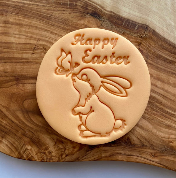 Easter Bunny Embosser Stamp. Fondant Icing Cupcake Decorating. Cookie Cutter. Cookie Stamp