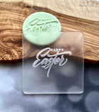 Happy Easter Debosser Stamp. Easter Fondant Icing Cupcake Decorating