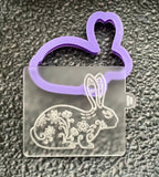 Easter Bunny Debosser Stamp with Cutter. PopUp Embosser stamp Fondant Icing Decorating
