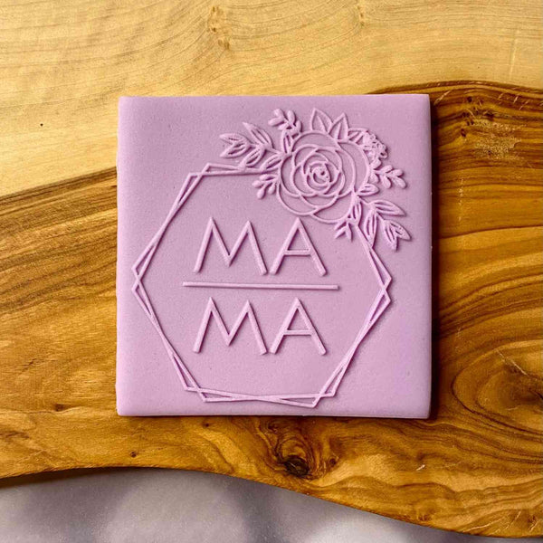 Mama text with a rose fondant popup cookie stamp. Perfect cookie cutter for mother's day.