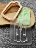 Men Blazer Groom Outfit cookie outbosser stamp with matching cutter for weddings.