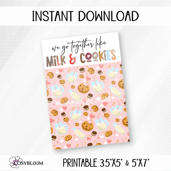 Valentines Day Milks and Cookies Printable Cards for Cookies