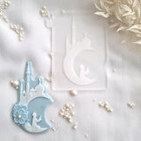 Crescent moon with man praying acrylic stamp