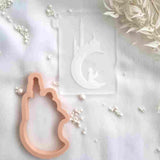 Crescent moon with man praying cookie cutter and stamp