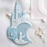 Crescent moon with man praying reverse embosser stamp
