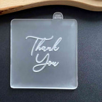 Thank you text message cookie outbosser stamp for special events. The cookie cutter is made from food safe frosted acrylic.