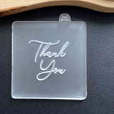 Thank you text message cookie outbosser stamp for special events. The cookie cutter is made from food safe frosted acrylic.