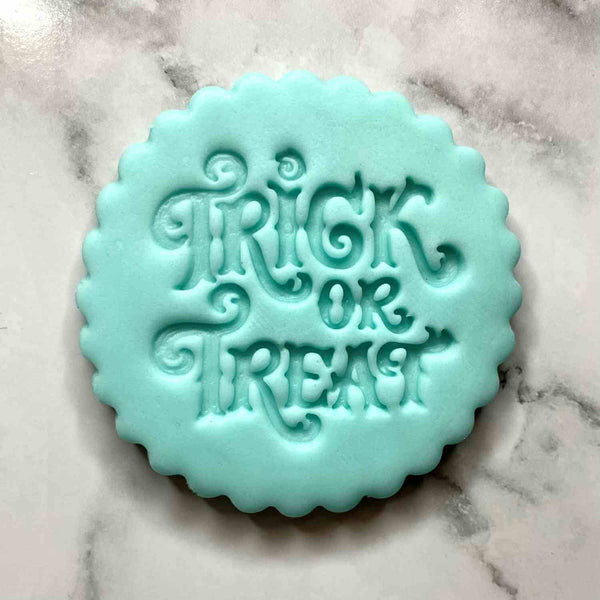 Trick or Treat fondant embosser stamp. Perfect cookie cutter for Halloween.