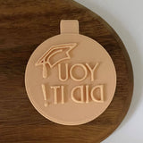 Graduation message You did it with hat cookie stamp