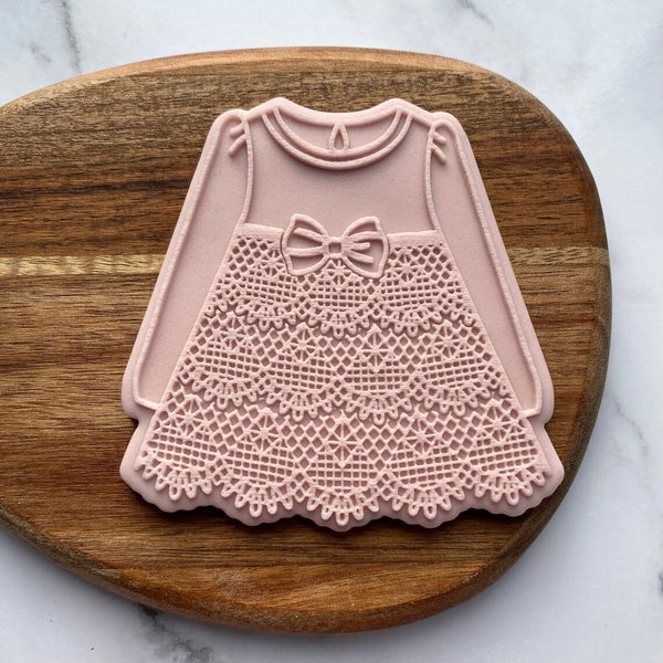 Baby Girl Dress Crochet Lace Cookie Embosser Stamp and Cutter