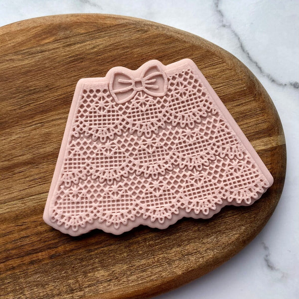 Baby Girl Skirt Crochet Lace Cookie Embosser Stamp and Cutter