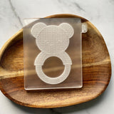 Baby Rattle Bear Knit Texture Cookie Embosser Stamp and Cutter