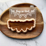 Boy or Girl Bunting Cookie Embosser Stamp and Cutter