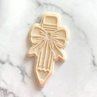 Pencil with Bow Cookie Embosser and Cutter Set – Perfect for Teacher Gifts and Back-to-School Baking