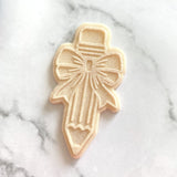 Pencil with Bow Cookie Embosser and Cutter Set – Perfect for Teacher Gifts and Back-to-School Baking