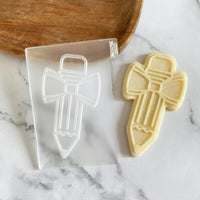 Pencil with Bow Tie Cookie Embosser & Cutter Set – Perfect for Teacher Gifts and Back-to-School Baking