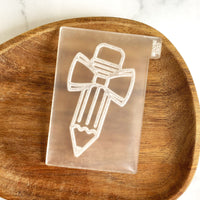 Pencil with Bow Tie Cookie Embosser & Cutter Set – Perfect for Teacher Gifts and Back-to-School Baking