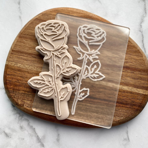 Rose - Cookie Debosser Stamp with optional matching cutter